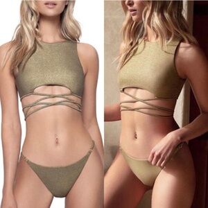 NWT PilyQ Swim Euphoria Adjustable Full Style Bikini Bottoms